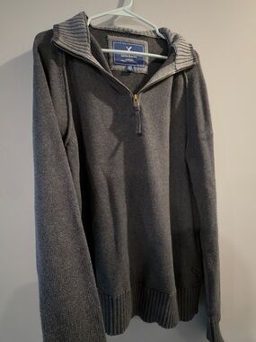 American Eagle Outfitters Men’s Charcoal Zip-Neck Sweater
